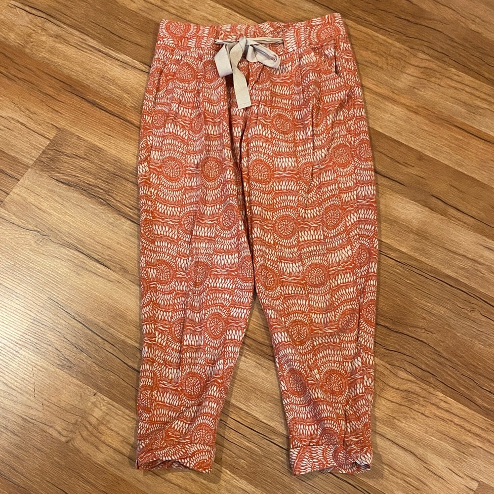 Womans Free People Orange Patterned loose comfy Bottoms